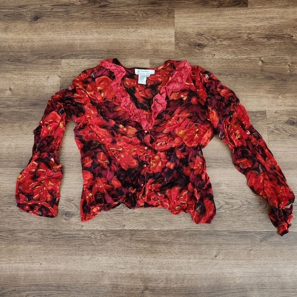 Vintage Papillon Floral Button Up Blouse